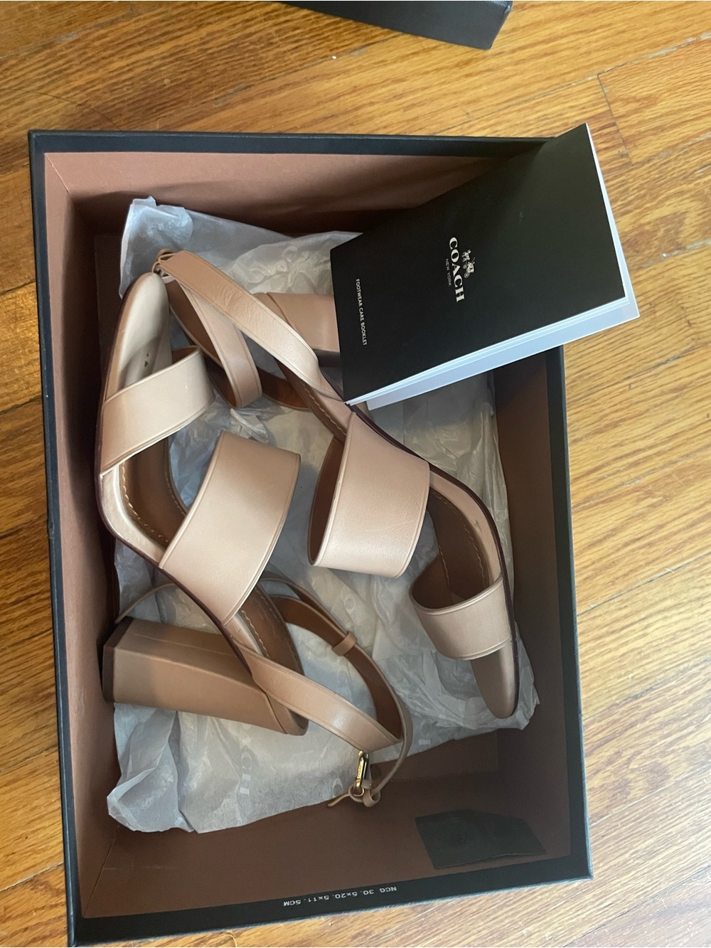 Coach Nude Leather Block Heel Sandals